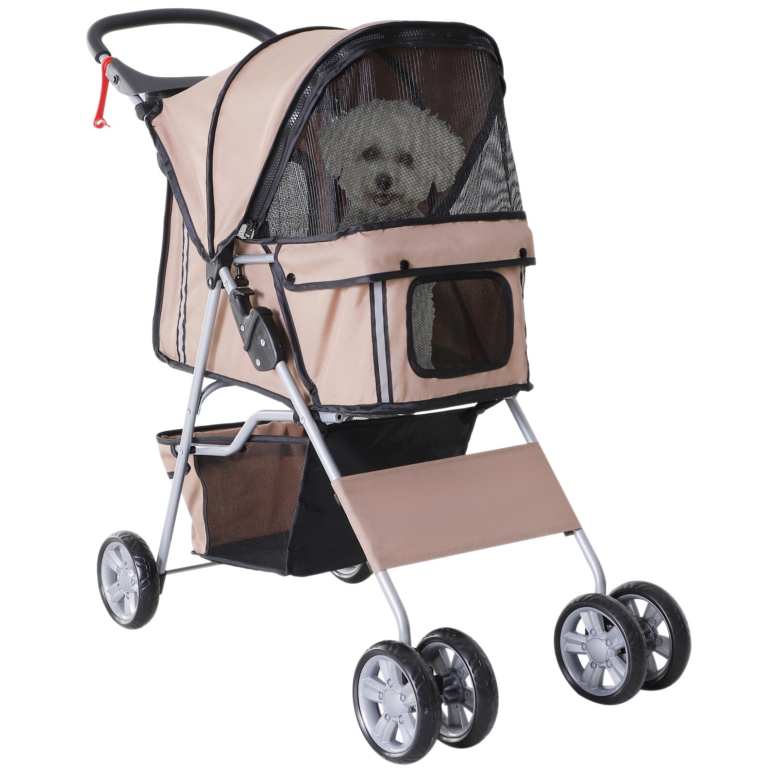 PawHut Pet Stroller mit Gitternetz kaffeebraun 75 x 45 x 97 cm (LxBxH)