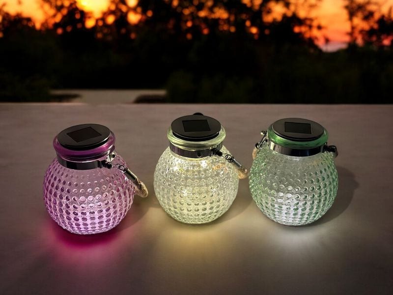 Dameco Windlicht Solar Glas 3er Set LED Windlichter