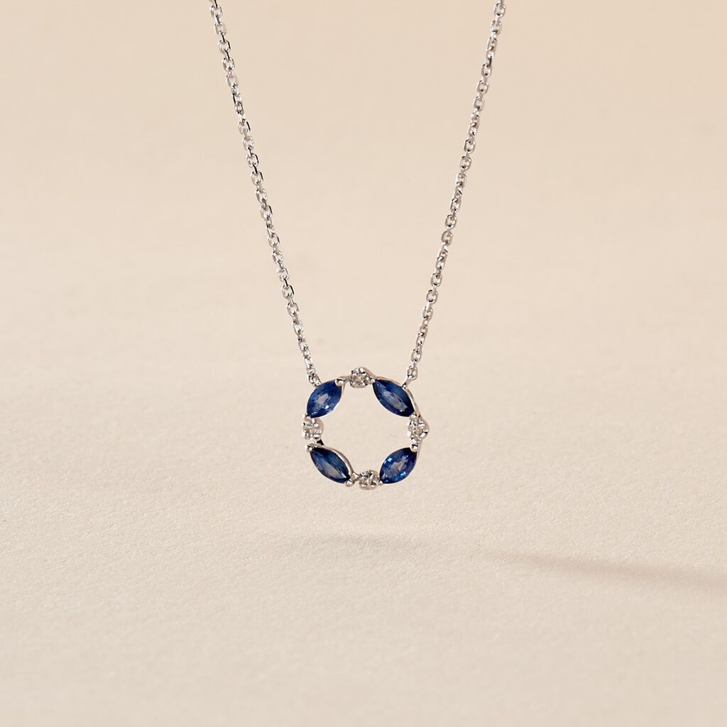 Collier Arlina Or Blanc Saphir Et Diamant