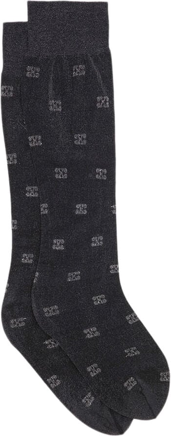 Ganni Butterfly Lace Socks Glitter Black glitter