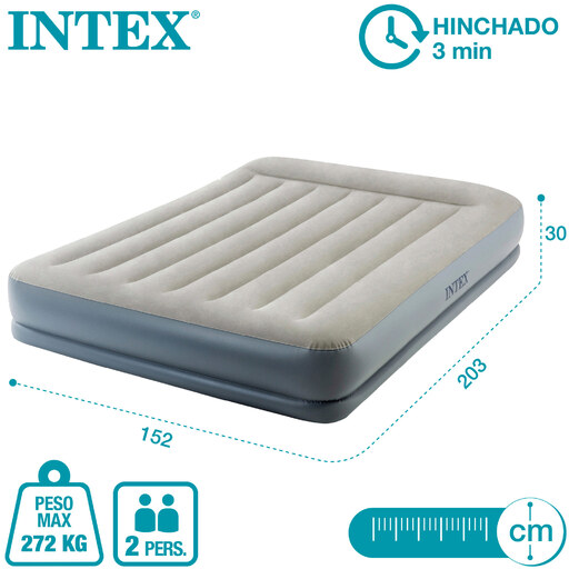 Colchón Hinchável Duplo Intex Dura-beam Descanso de Almofada Padrão Cintura Média
