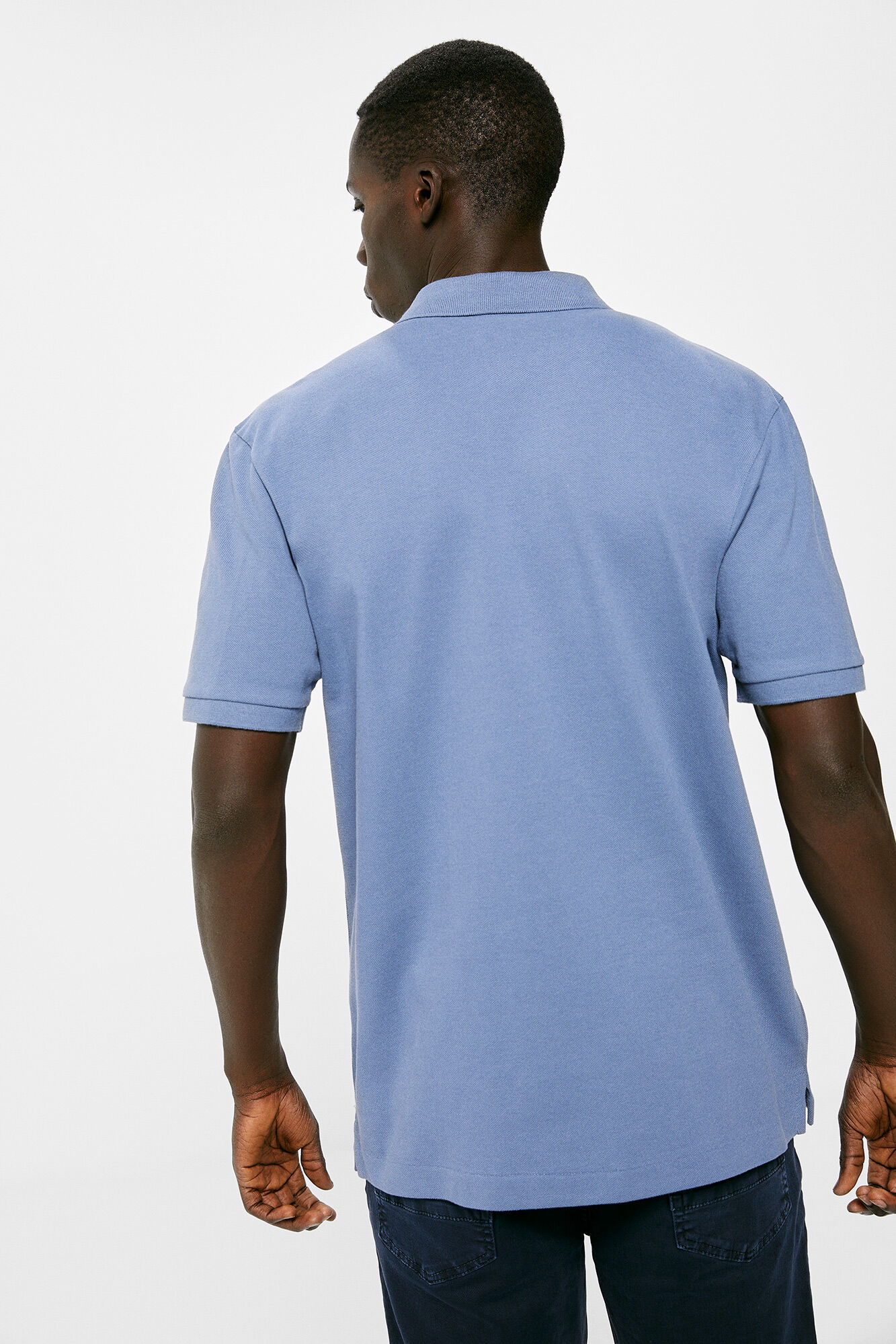 Camisa polo básica em piqué - azul médio
