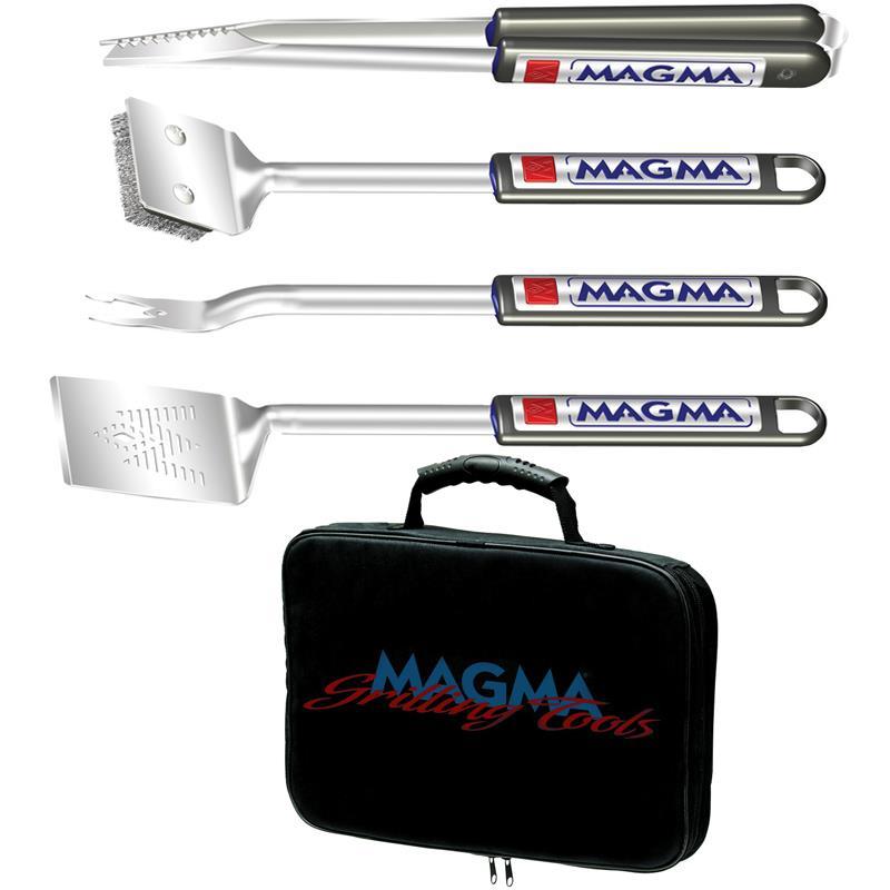 Jeu De 4 Ustensiles Extensibles Magma Inox Pour Barbecue + 1 Sacoche