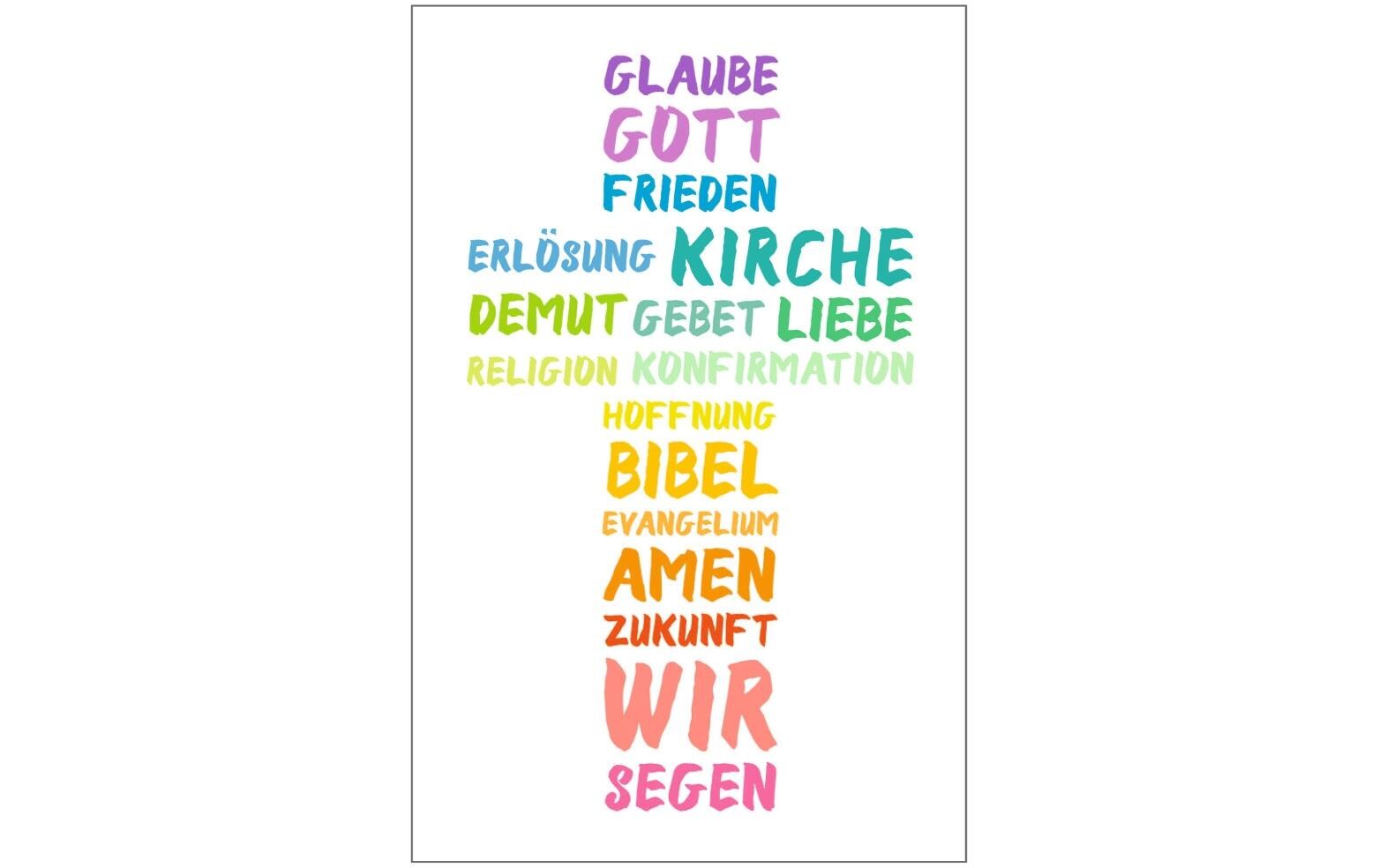 Glückwunschkarte Konfirmation 11 x 17 cm, KreuzKonfirmationskarte