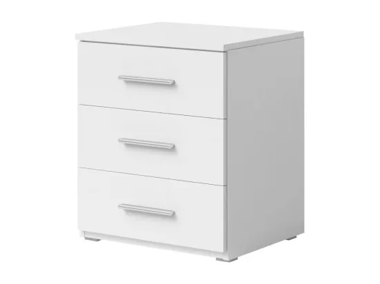 Chambre à coucher complète collection EOS : Armoire 120cm, Lit 180x200, commode, chevets. Couleur blanc mat