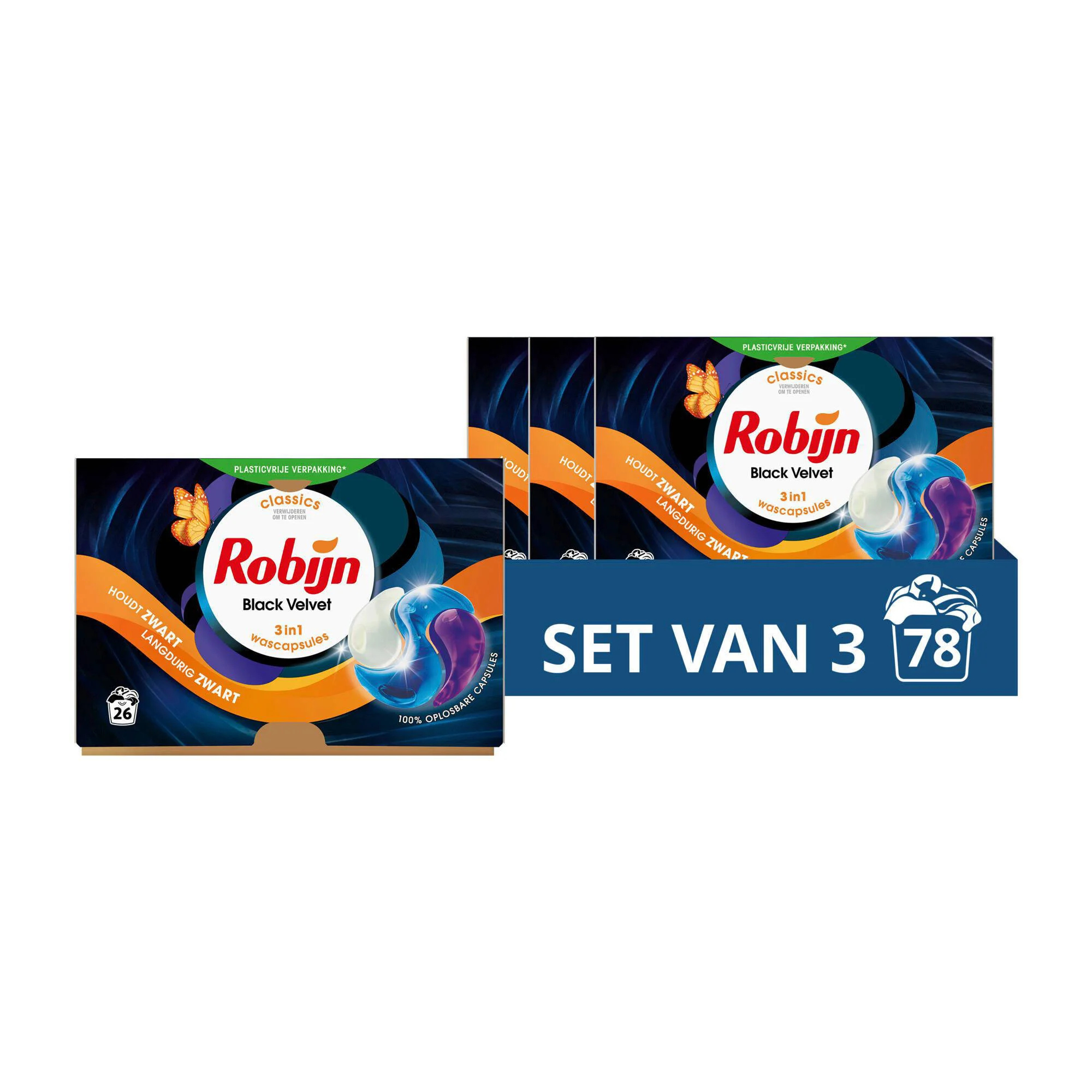 Robijn 3-in-1 wascapsules Black Velvet - 3 x 26 wasbeurten - 78 wasbeurten