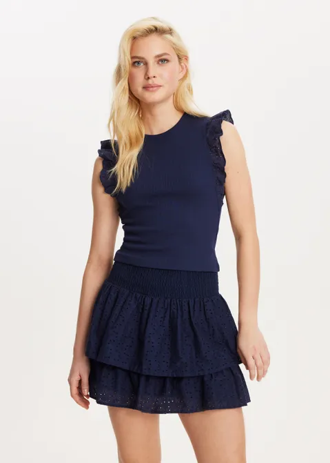 Top met ruffles blauw (BLW.D)