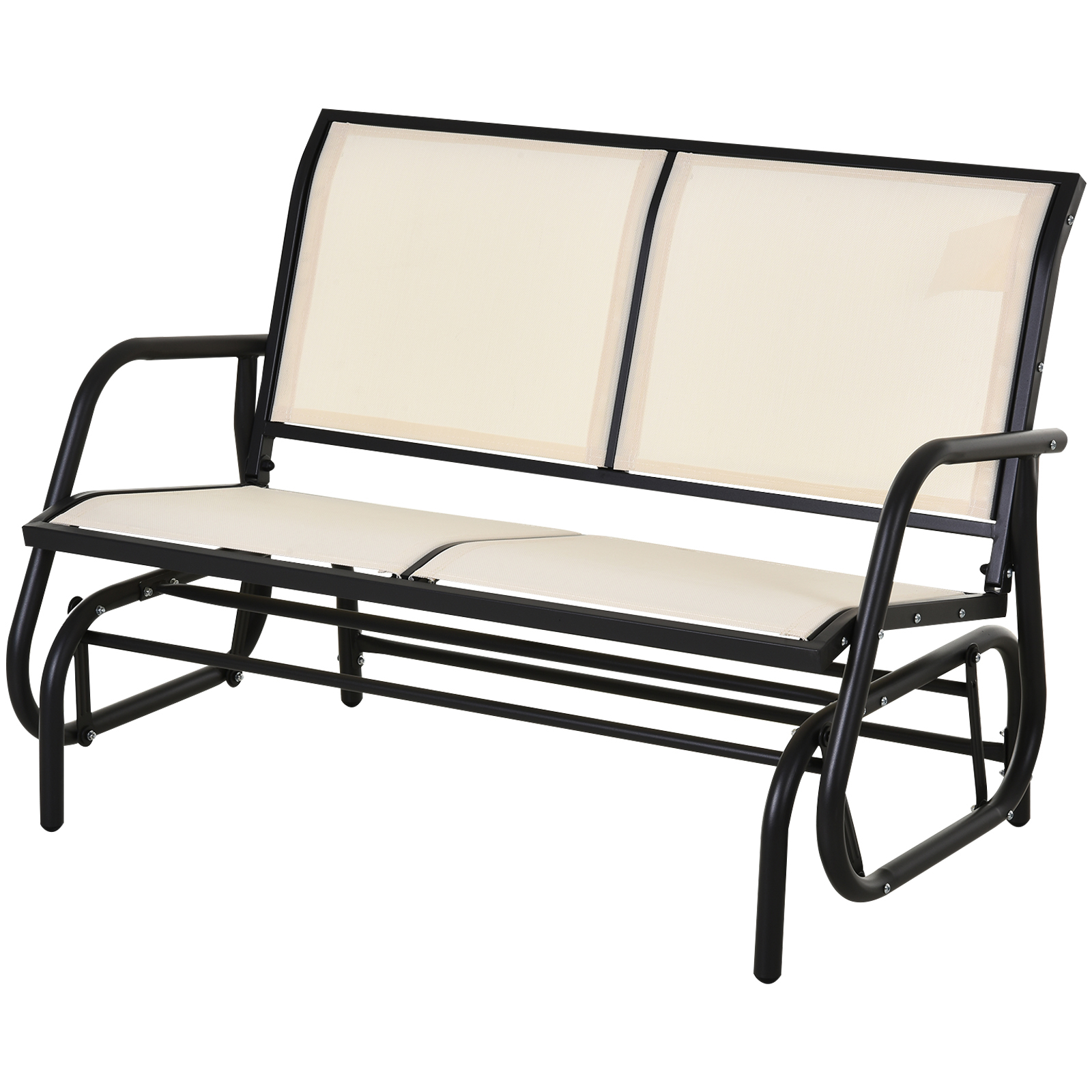 Banco de balanço Outsunny para 2 pessoas, cadeira de balanço para jardim, estrutura em metal e tecido Textileline respirável para uso externo, capacidade máxima de carga de 200 kg, 120 x 70 x 85 cm, bege