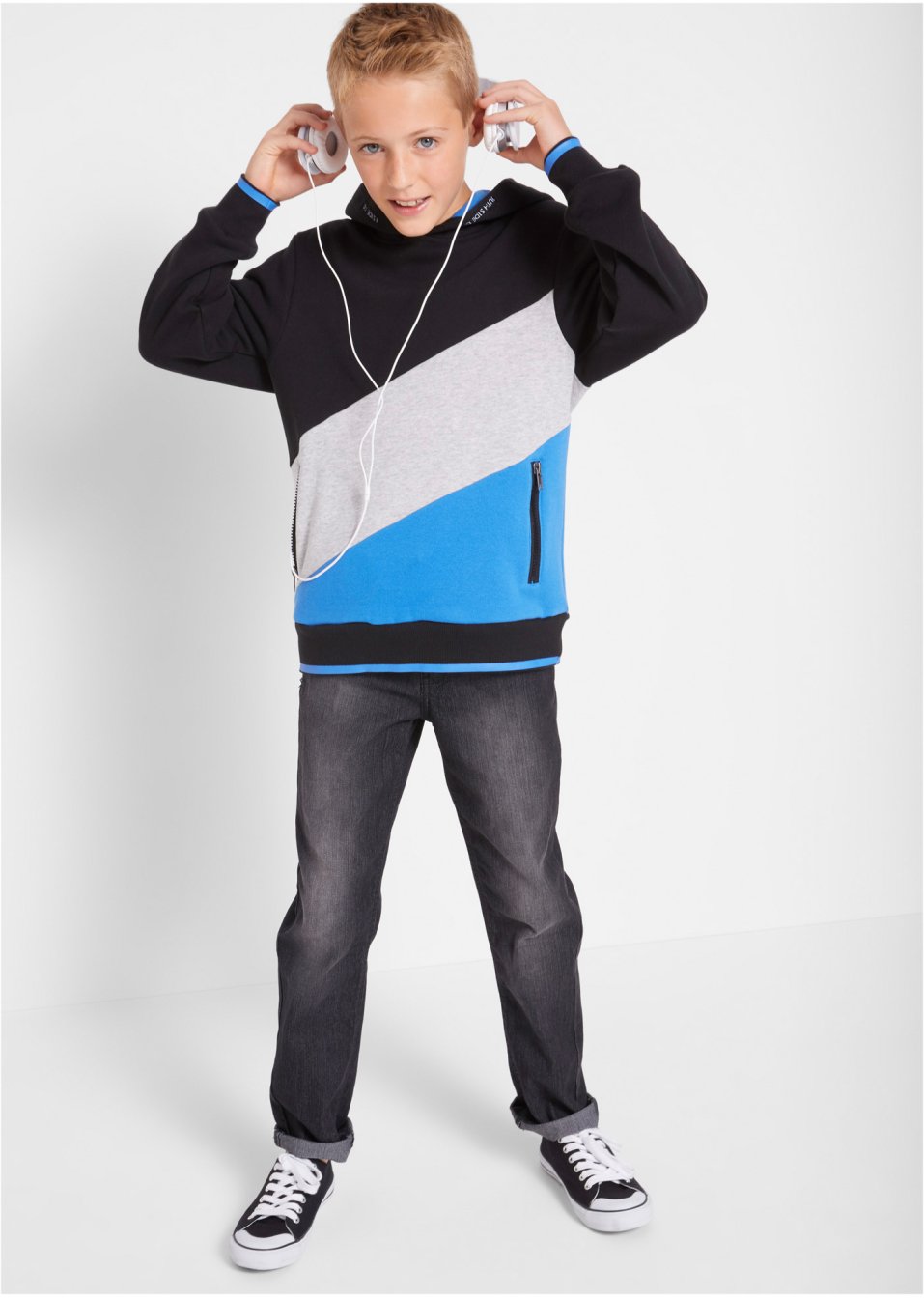 Sweat-shirt garçon à capuche style color block