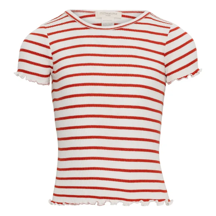 Minimalisma T-Shirt Rayé en Soie Blomst | Rouge