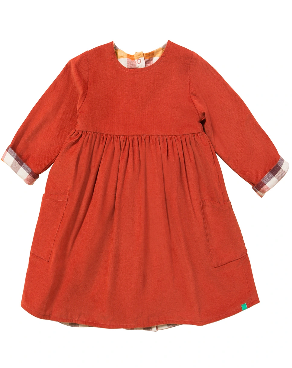 Cord-Langarmkleid DAY AFTER DAY zum Wenden in burnt ochre