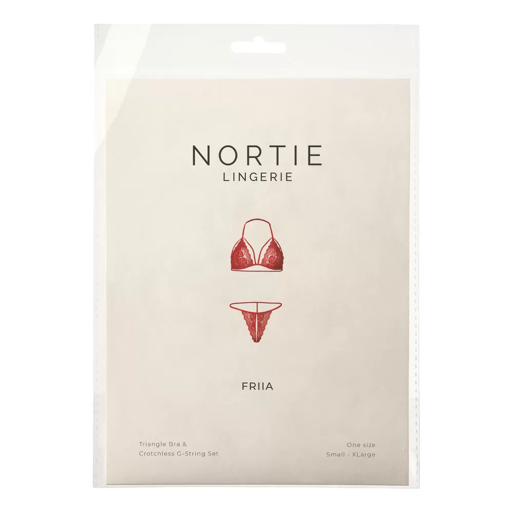 NORTIE Sæt med BH og bundløs trusse, Rød - Onesize