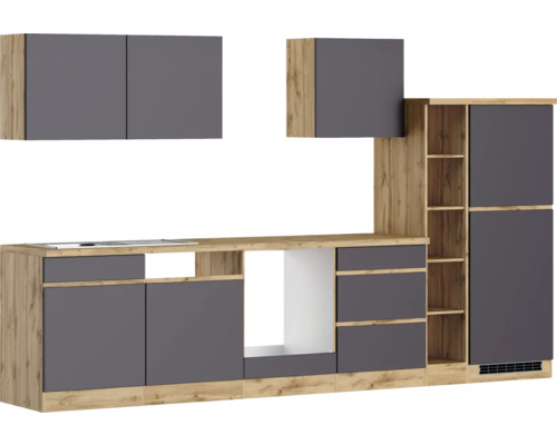 Held Furniture Keukenmeubel zonder apparatuur PISA 330 cm grijs mat gedemonteerd omkeerbaar variant 1106.6311