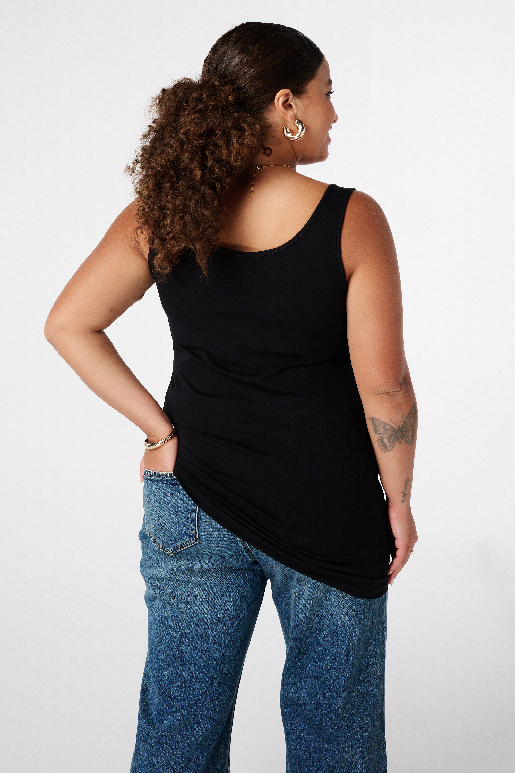 2-pack katoenen singlet extra long Zwart