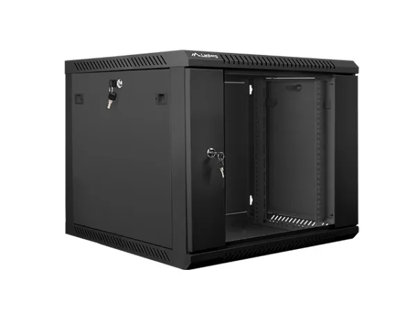Lanberg - Rack kabinet - vægmonterbar - sort, RAL 9004 - 9U - 19