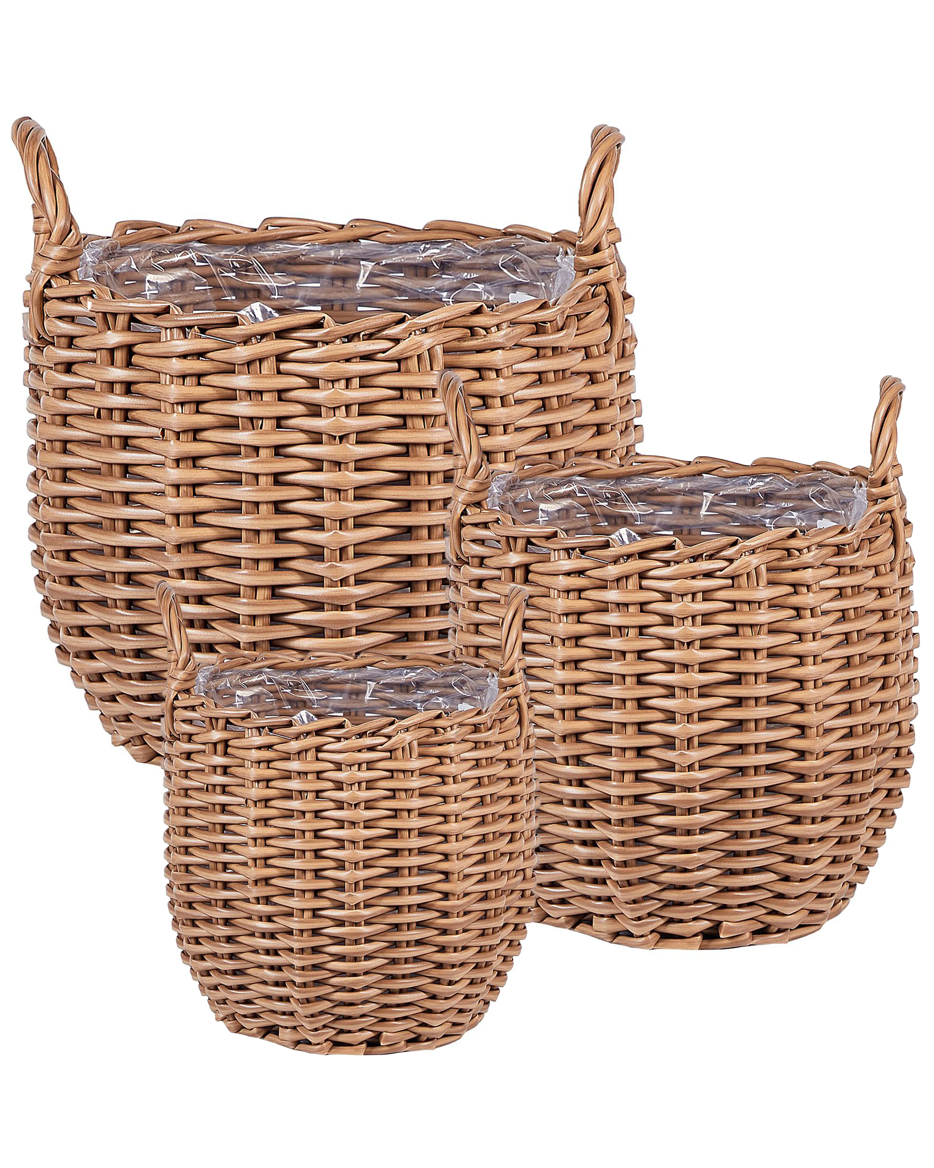 Set van 3 bloempotten AUCUBA 26/34/44 cm Lichtbruin