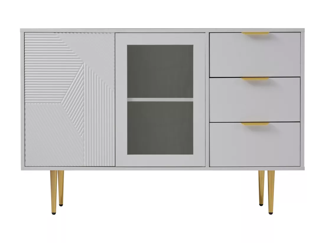 Buffet moderne - 3 tiroirs et 2 portes - panneaux de particules - Blanc