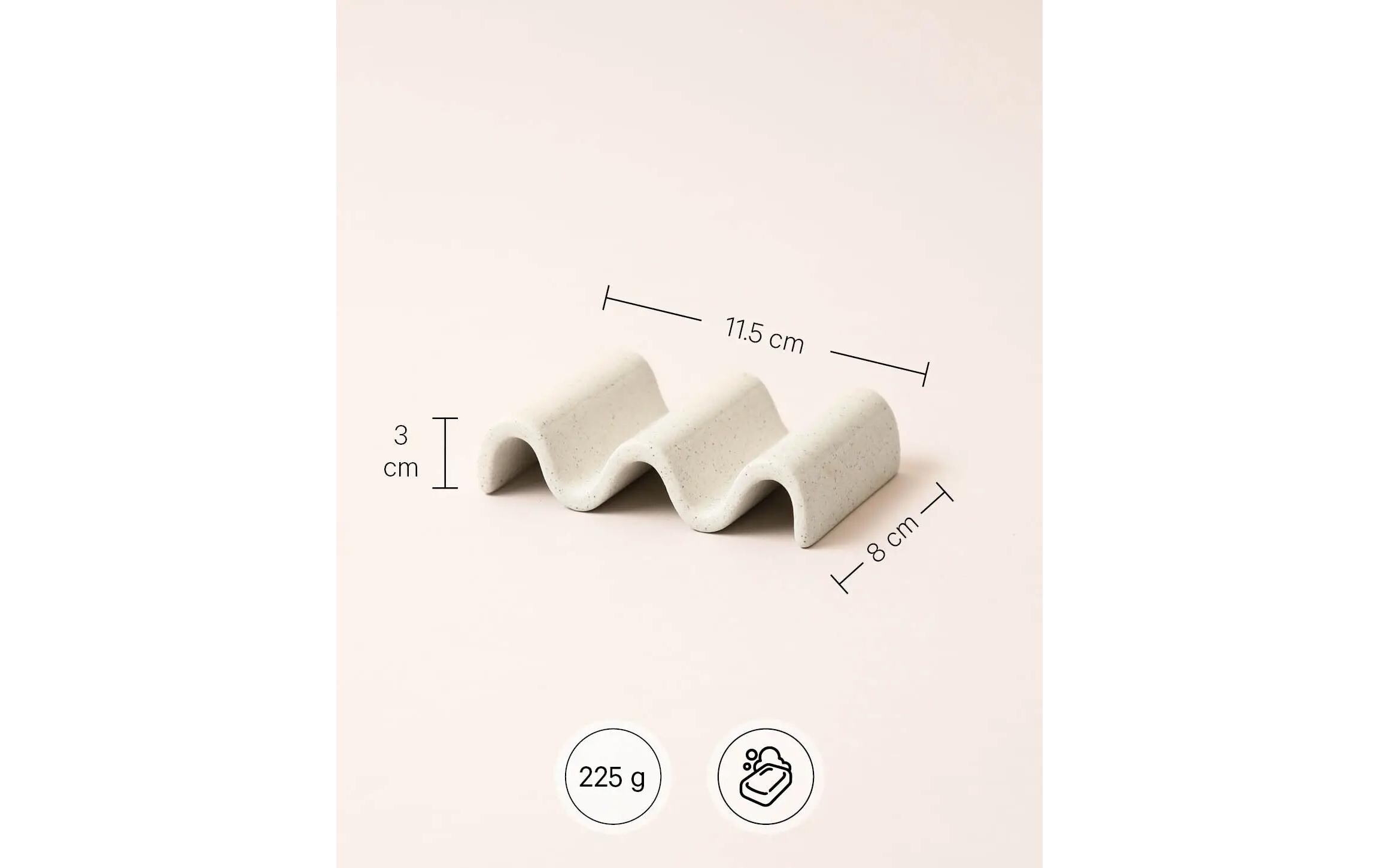 Keramik Seifenhalter 8 cm x 11.5 cm x 3 cmKeramischer Seifenhalter in Wellenform