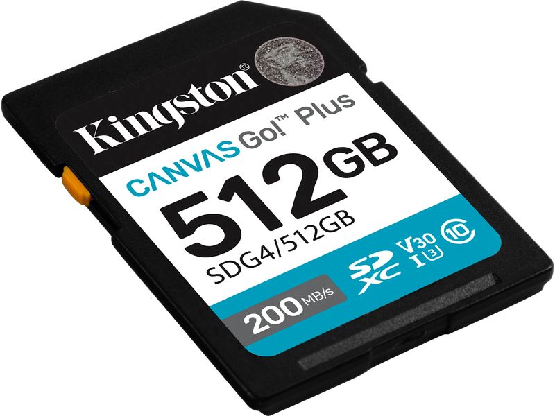 Kingston SDXC-Karte Canvas Go! Plus 512 GB SD-Karte UHS-I U3, 200 MB/s / 160 MB/s, ‎Klasse 10