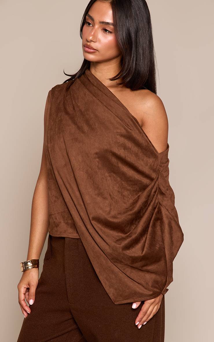 Chocolat Haut Asymétrique En Synthétique Une Épaule Petite