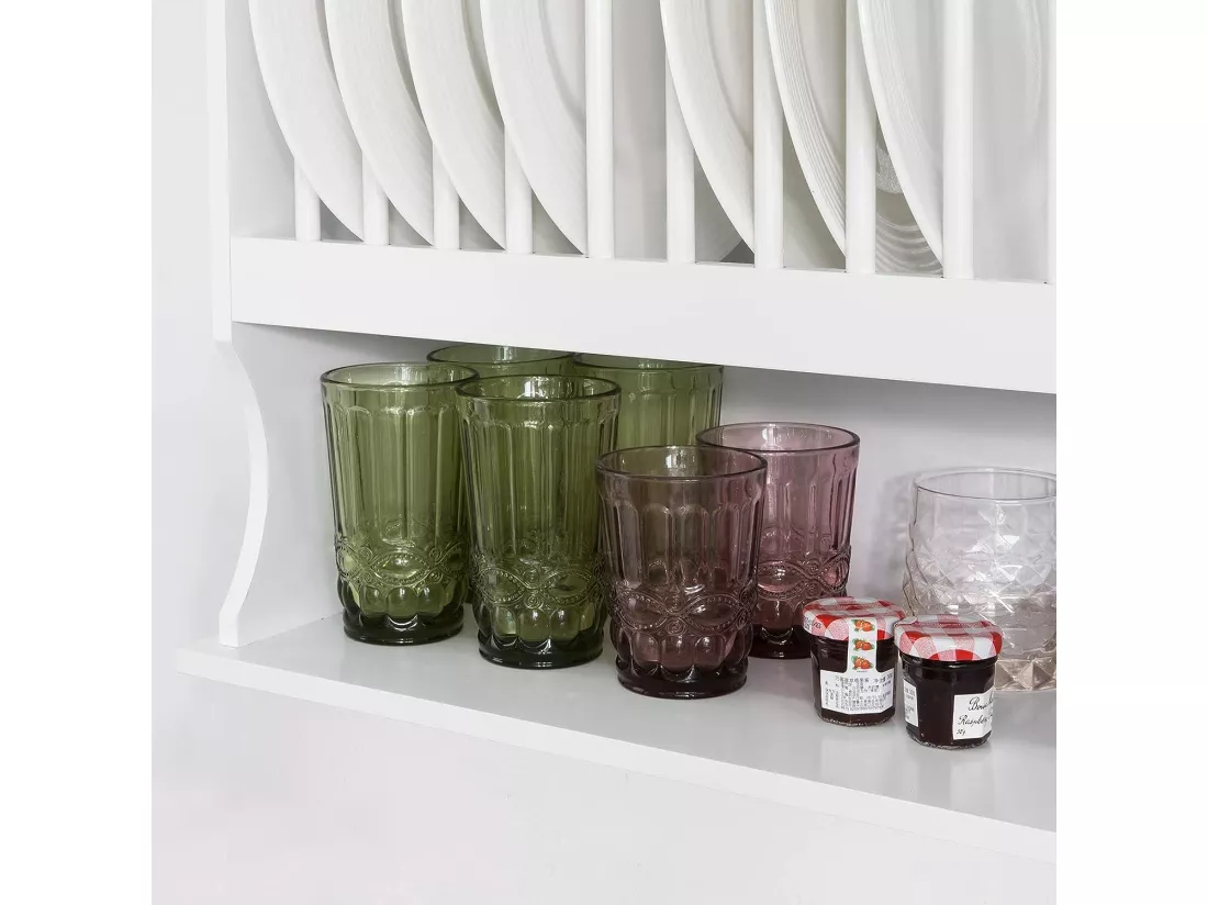 Porte-Assiettes Murale Meuble de Rangement d'assiettes Mural - avec 1 étagère – Blanc,SoBuy KCR04-W