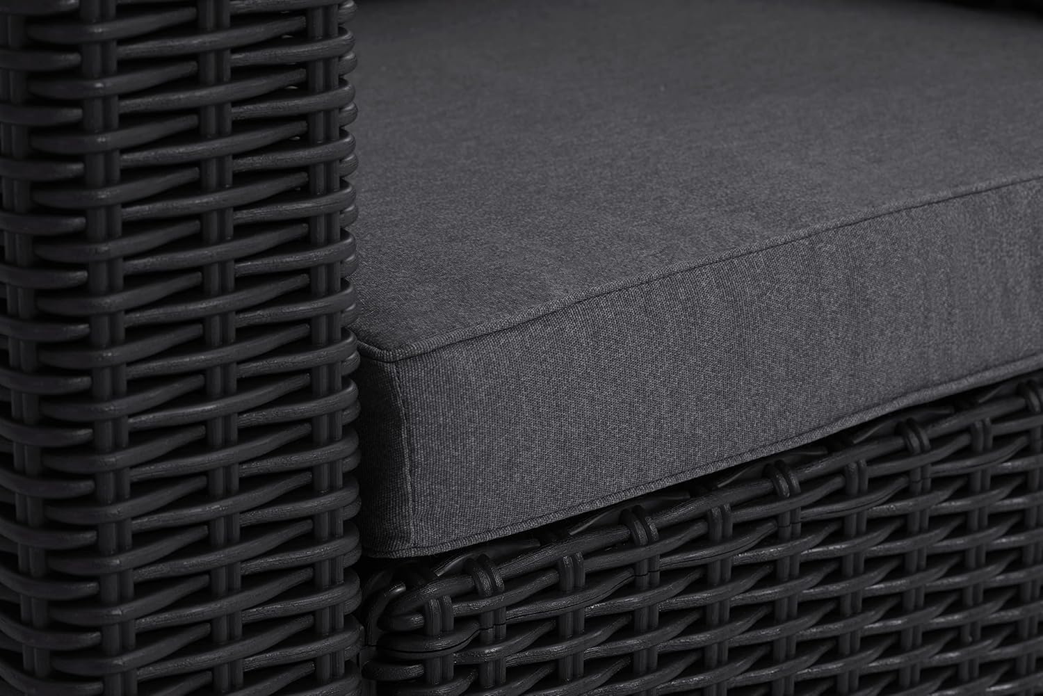 Allibert by Keter Gartenlounge Sessel California, graphit/cool grey, 2er Set, inkl. Sitz- und Rückenkissen, Kunststoff, runde Rattanoptik, 83 x 68 x 72 cm