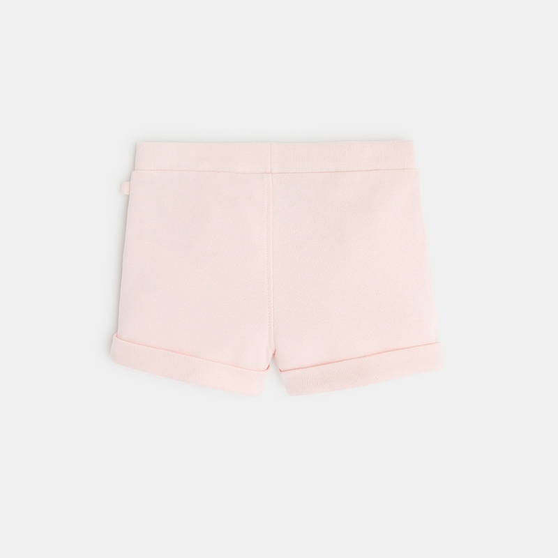 Short à plis en molleton rose bébé fille