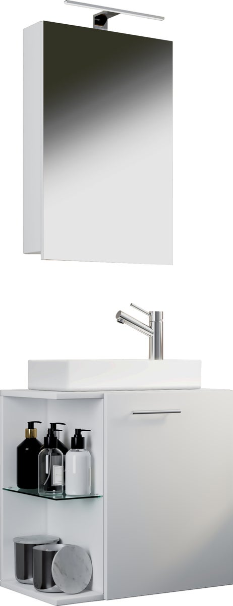 3-delige wastafelmeubel, wastafel, Hausa-kast, wit
