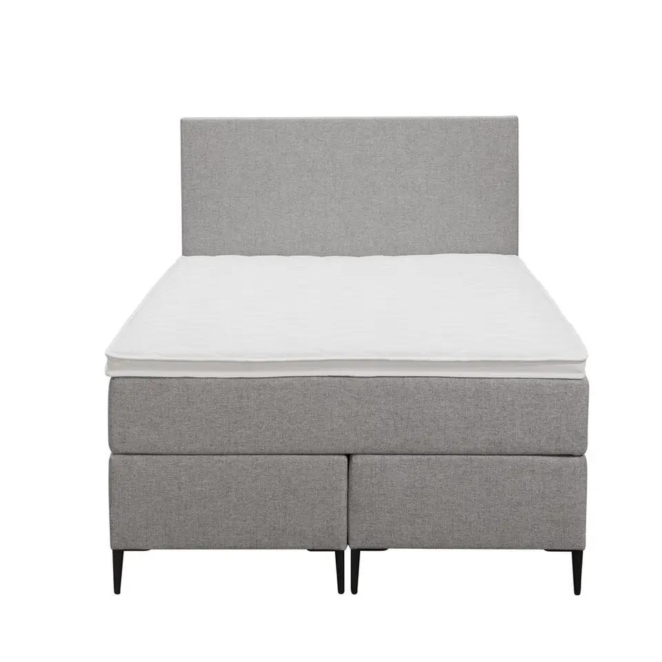 Boxspring Liv egaal - lichtgrijs - 120x200 cm - slanke poot