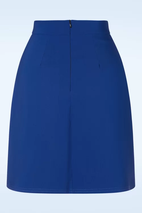 Vintage Chic for Topvintage Edith a-lijn rok in koningsblauw
