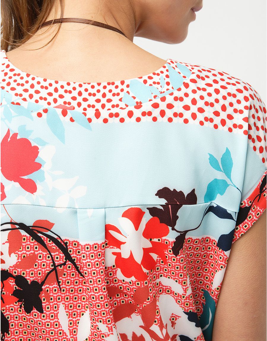 Robe col V fleurie