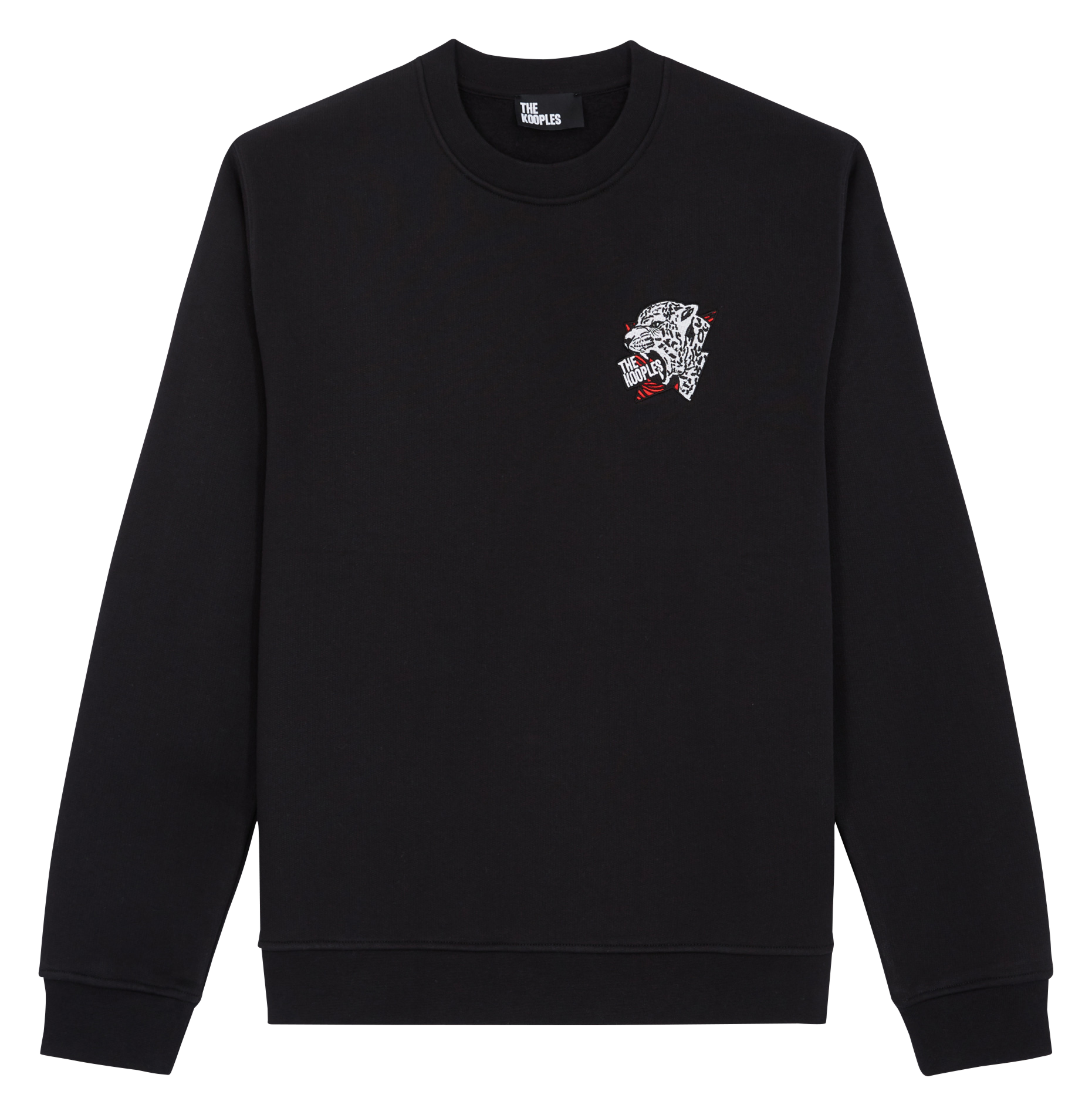 Sweat col rond en coton brodé | Noir
