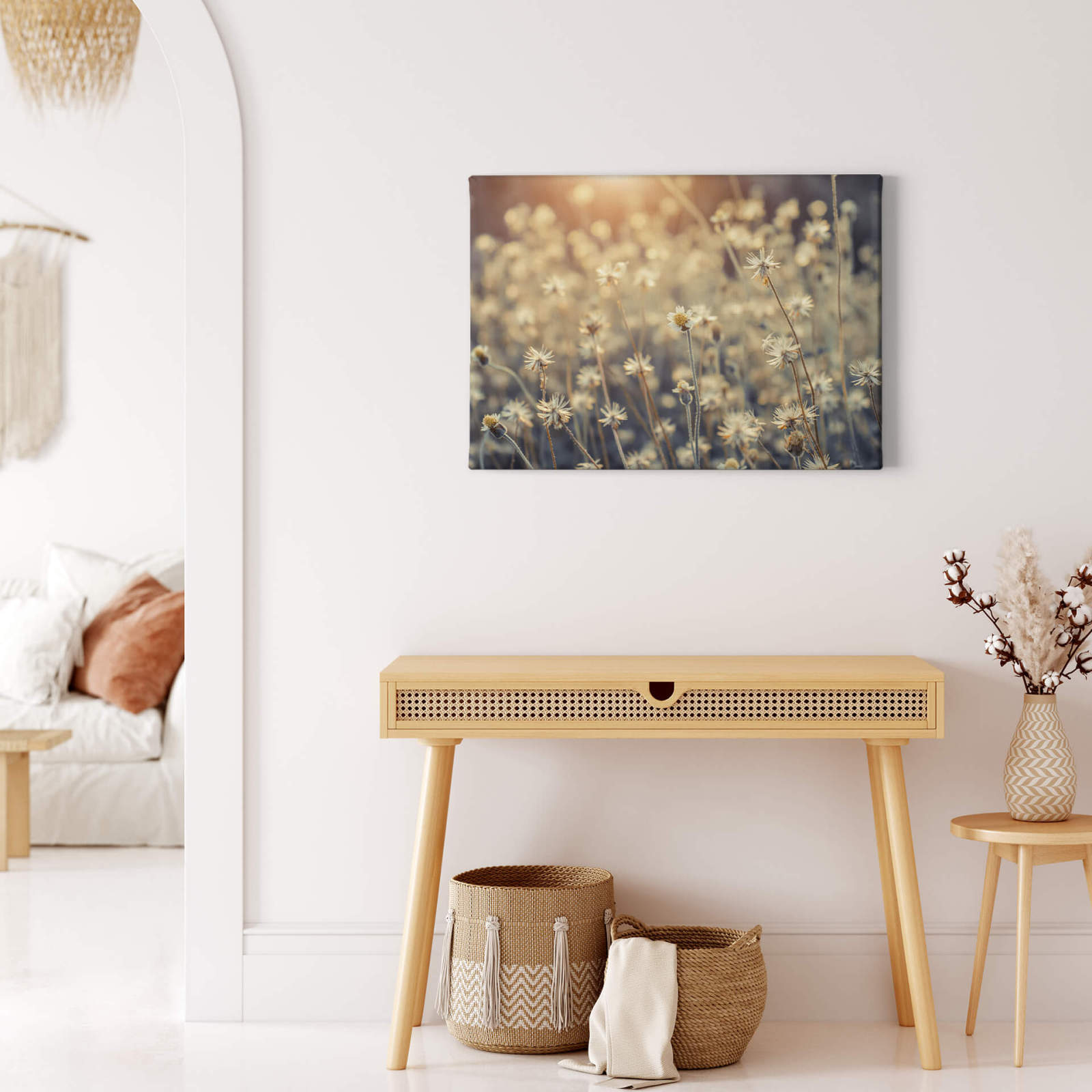 Leinwandbild GÄNSEBLÜMCHEN - beige-weiß - 70x50 cm