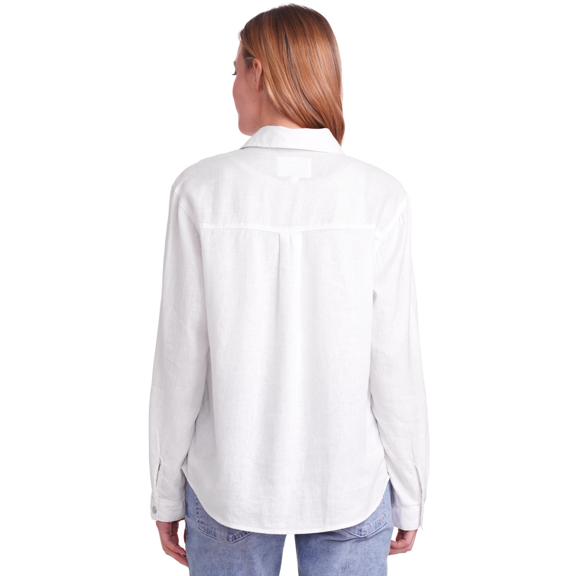 Gina Benotti Damen Leinen-Bluse mit Brusttasche weiss