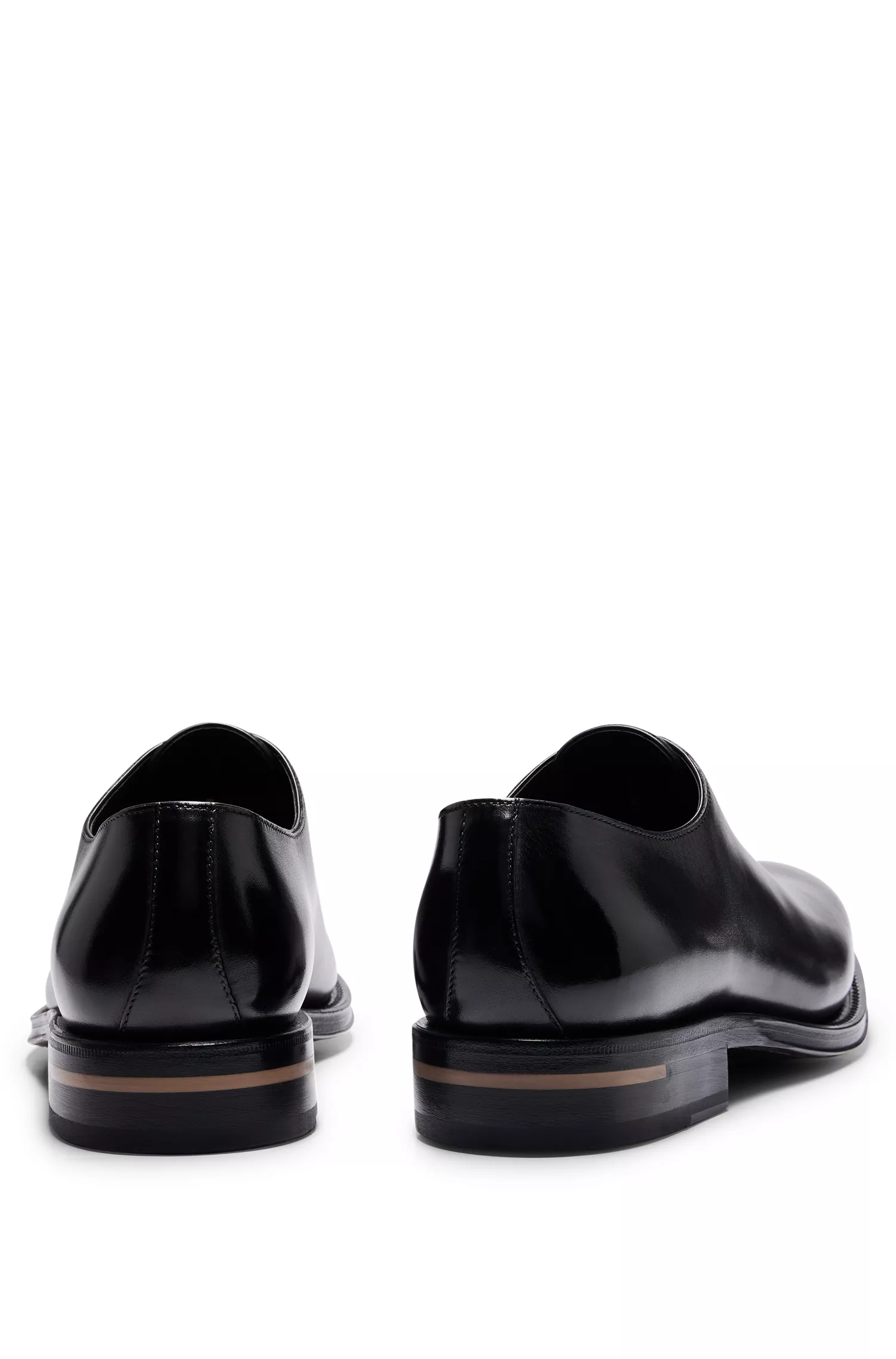 Sapatos Oxford BOSS em couro preto com efeito polido