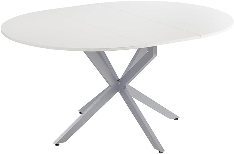 Vicco Esstisch Loyd, Weiß/Grau, 120 x 76.5 cm ausziehbar, zur Erweiterung der Tischfläche bei Bedarf geeignet