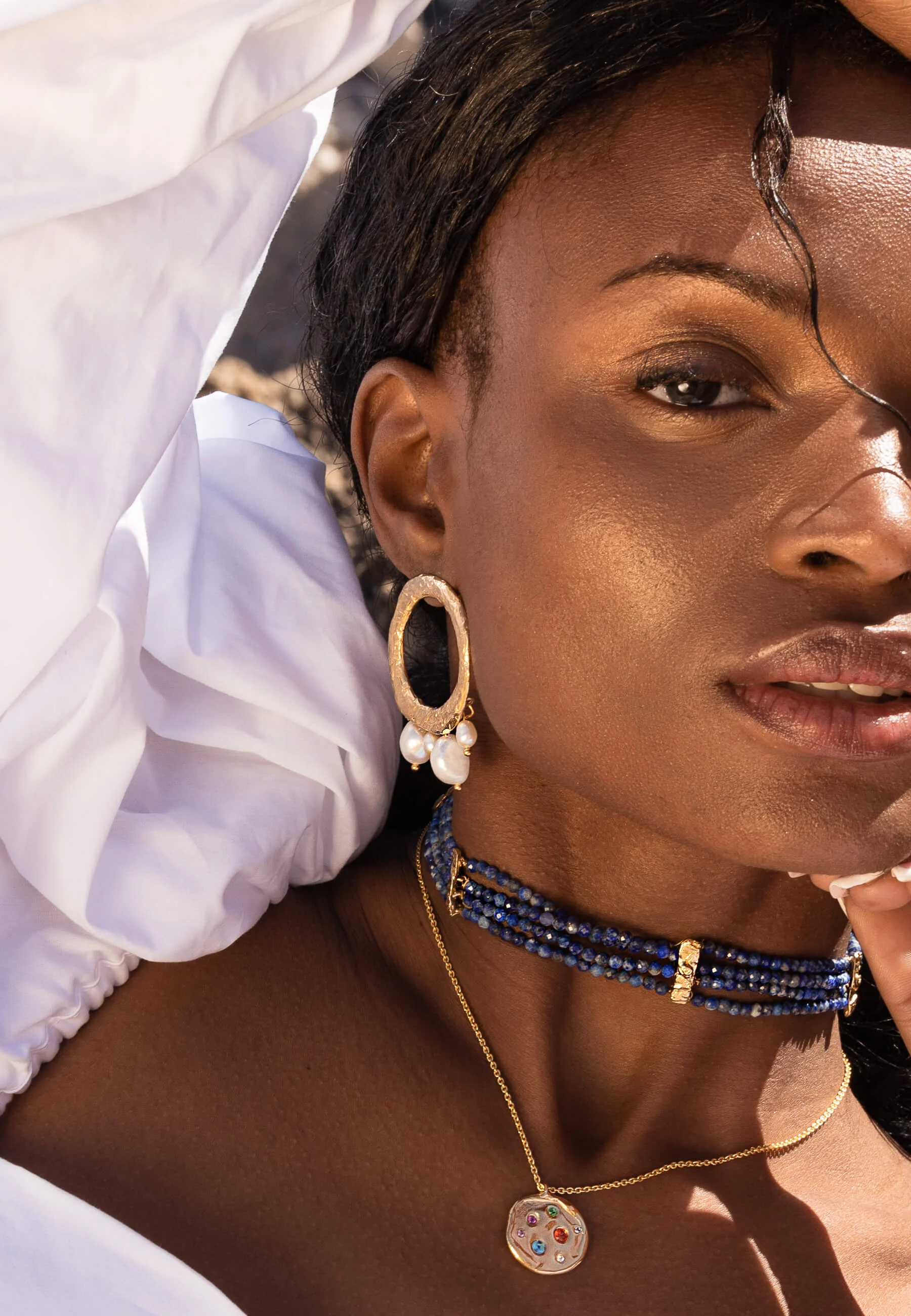 ADARA PERLES - Boucles d'oreilles avec perles | Bleu