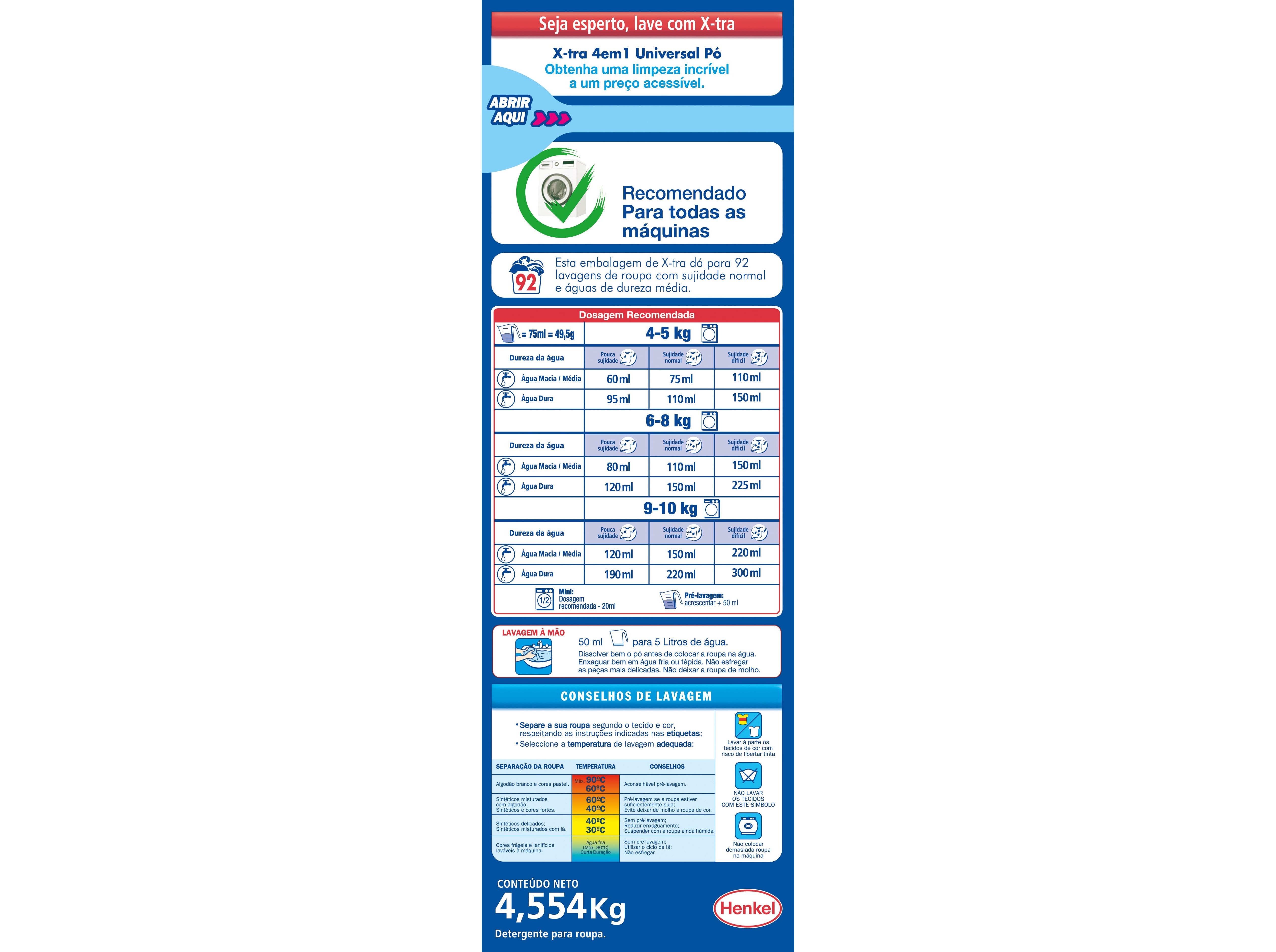 DETERGENTE X-TRA ROUPA MÁQUINA PÓ UNIVERSAL 92 DOSES