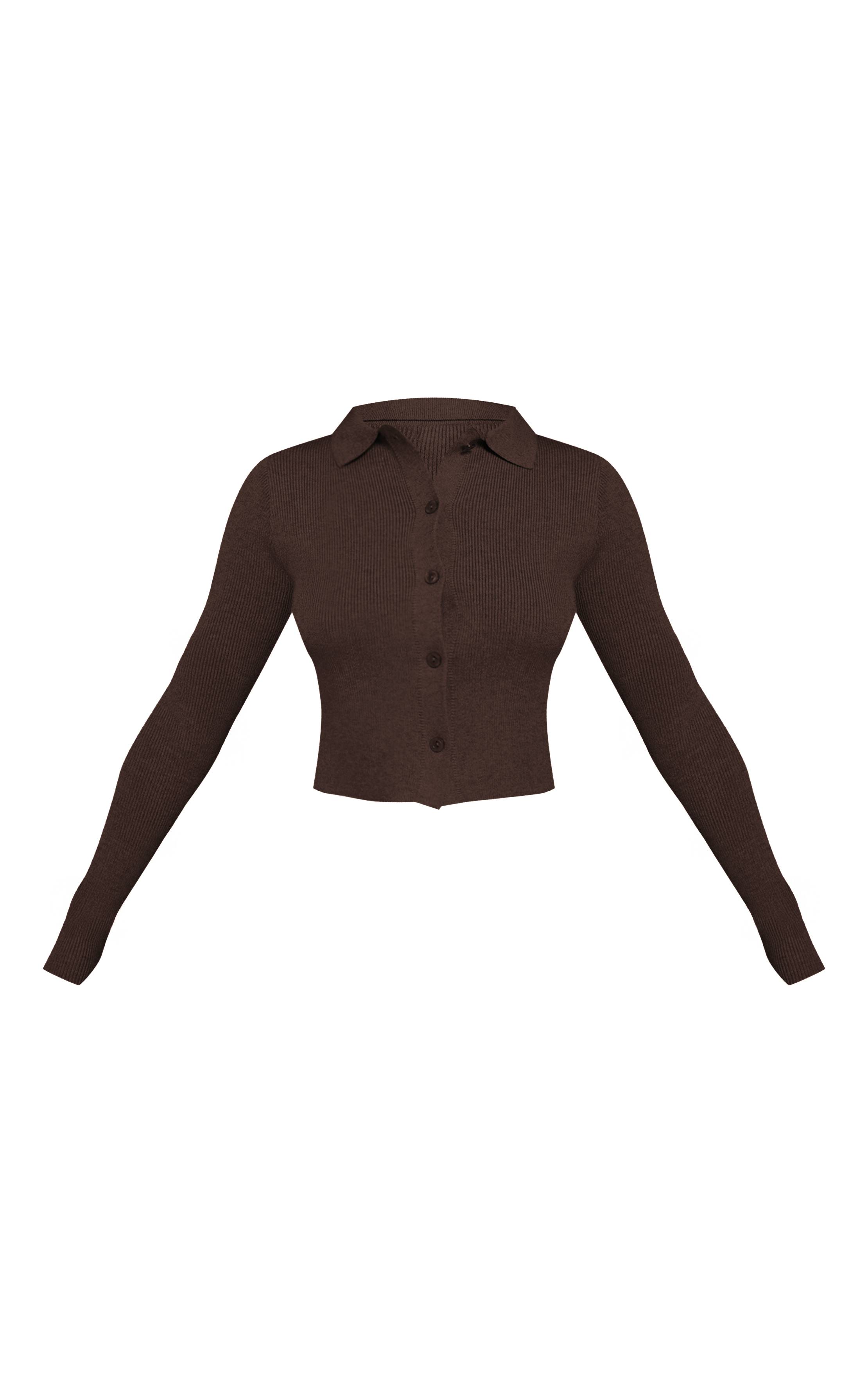 Chocolat Cardigan Boutonné En Maille Petite