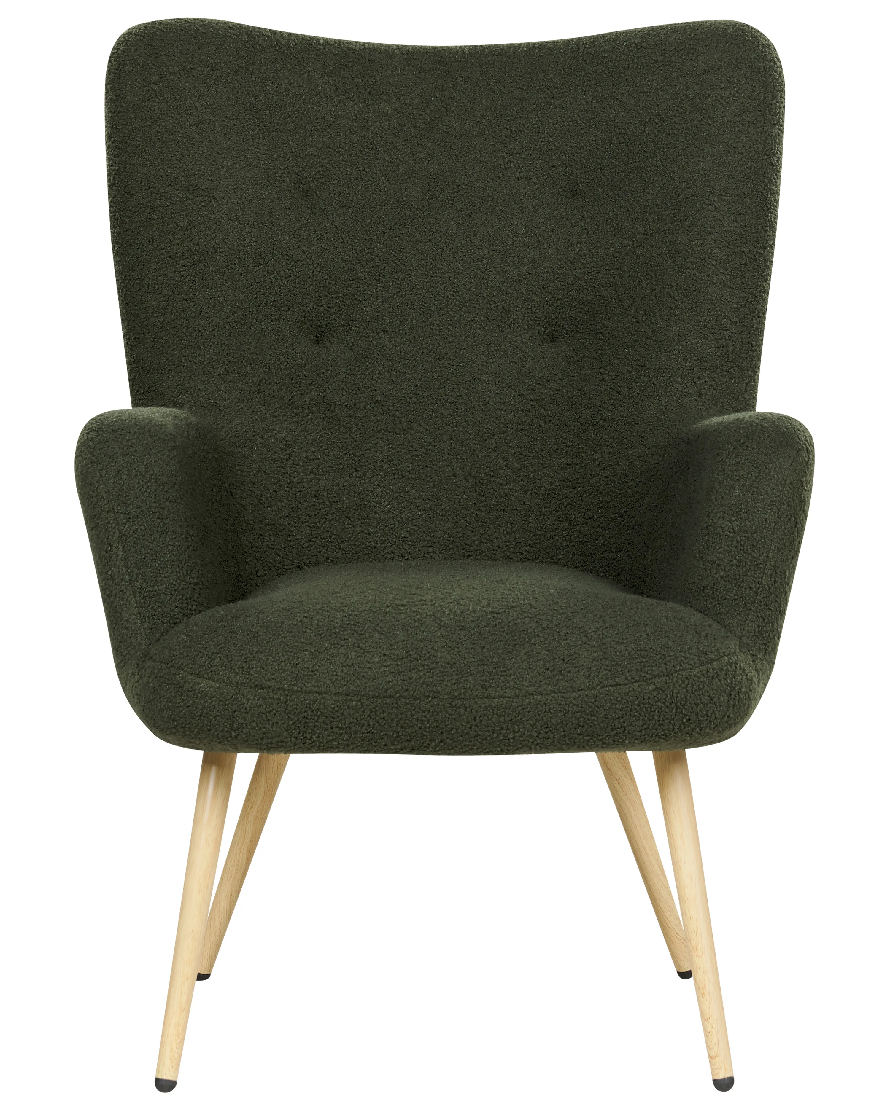 Oorfauteuil VEJLE met voetenbank Bouclé Donkergroen