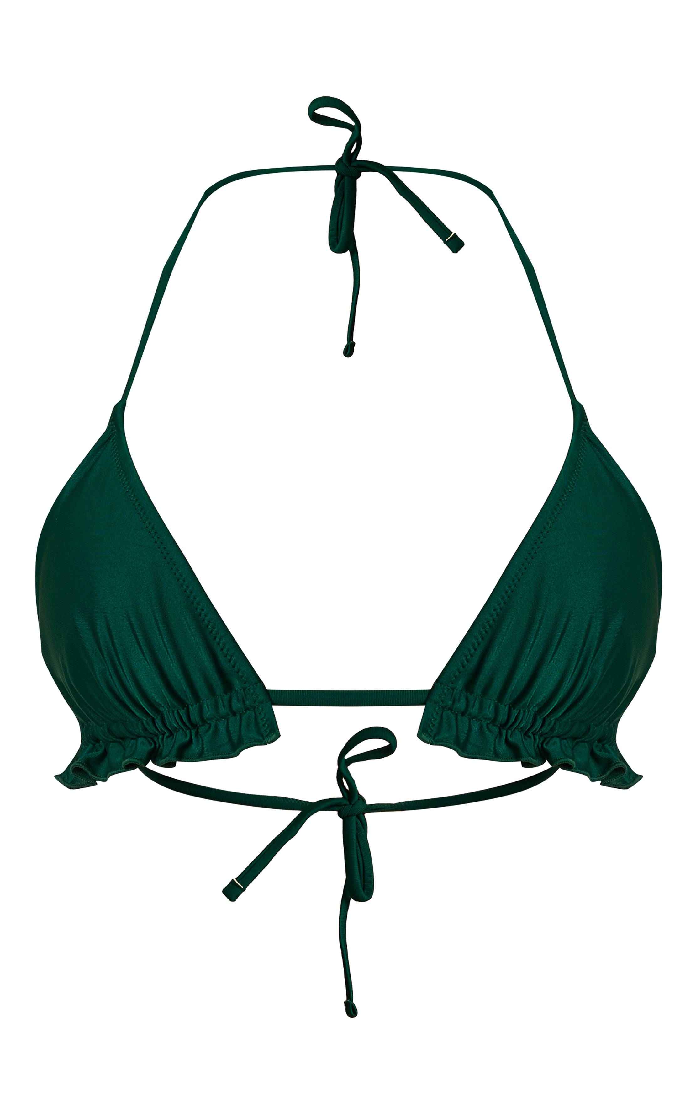 Vert Haut De Bikini Triangle À Bord Volant