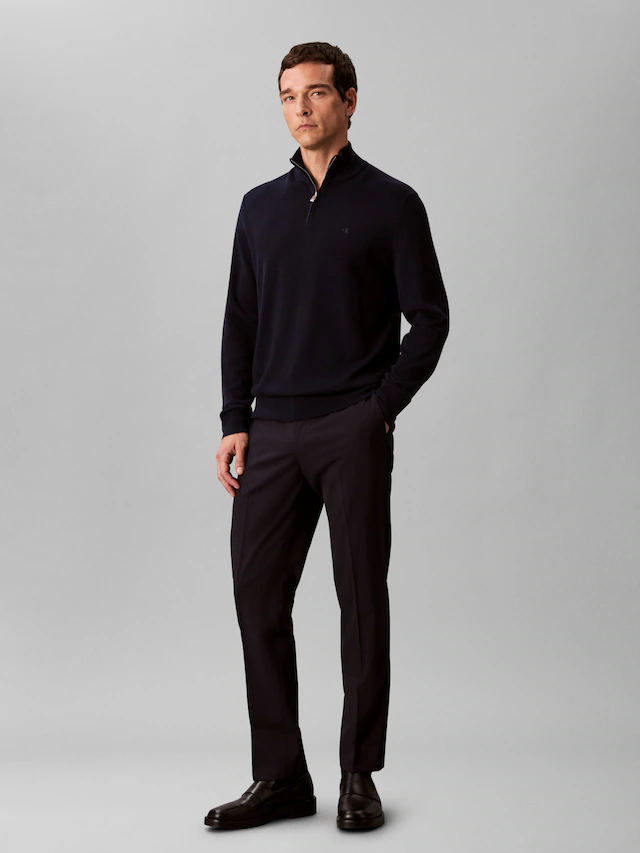 Calvin Klein Stehkragenpullover »LS 100% MERINO QZ 14GG« Mit Rundhalsausschnitt, regular fit