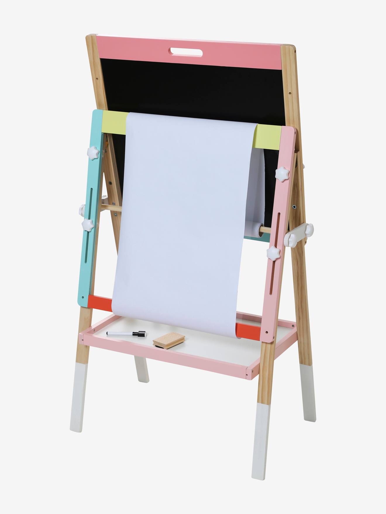 Quadro negro multicolorido de madeira 4 em 1 com certificação FSC®