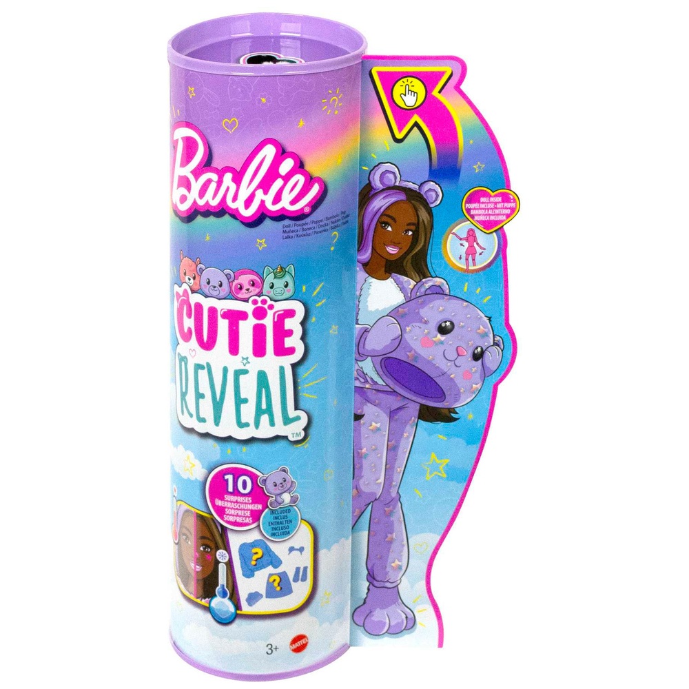 Barbie Cutie Reveal Puppe mit Teddy-Plüschkostüm und 10 Überraschungen