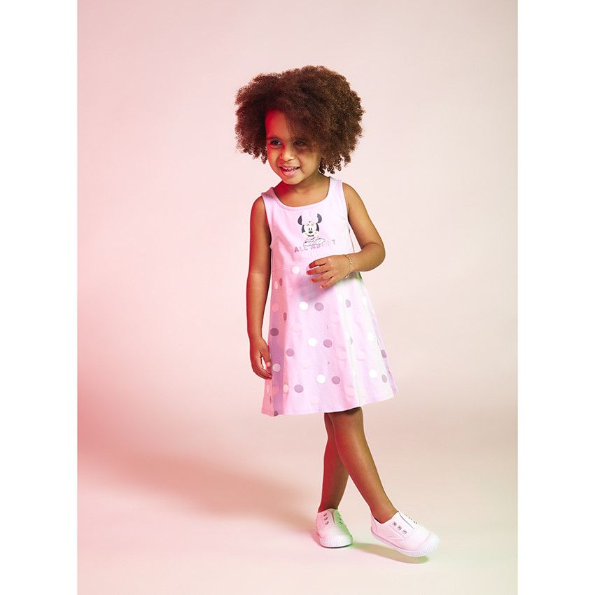 Robe en jersey print Minnie Disney et imprimé pois pour bébé fille - Lilas