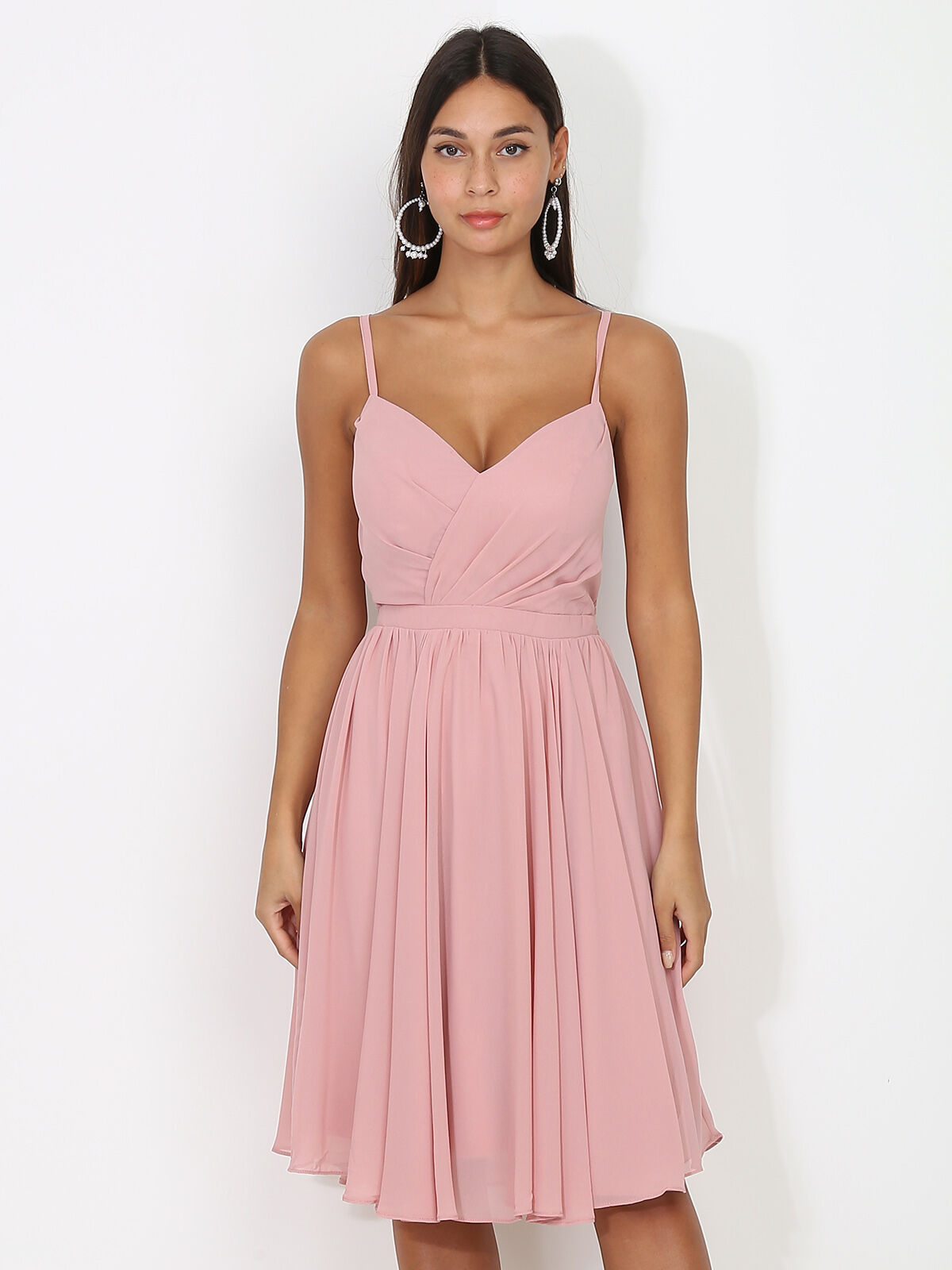 Robe patineuse drapée- Vieux rose