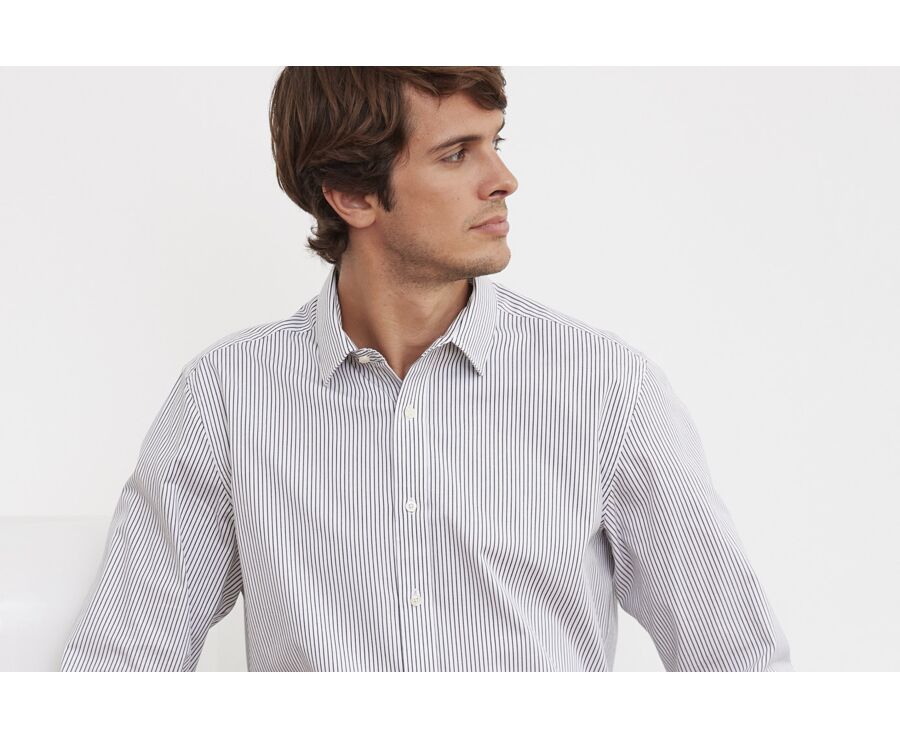 Chemise homme blanche à rayures noires - GEOFFROY