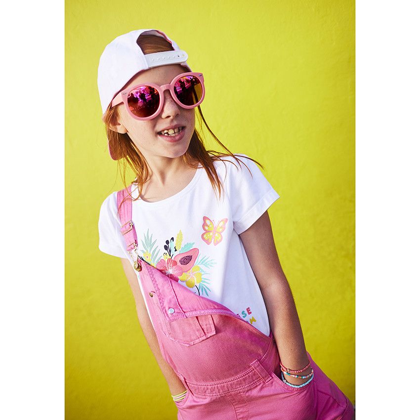Salopette courte unie en lyocell pour fille - Multicolore
