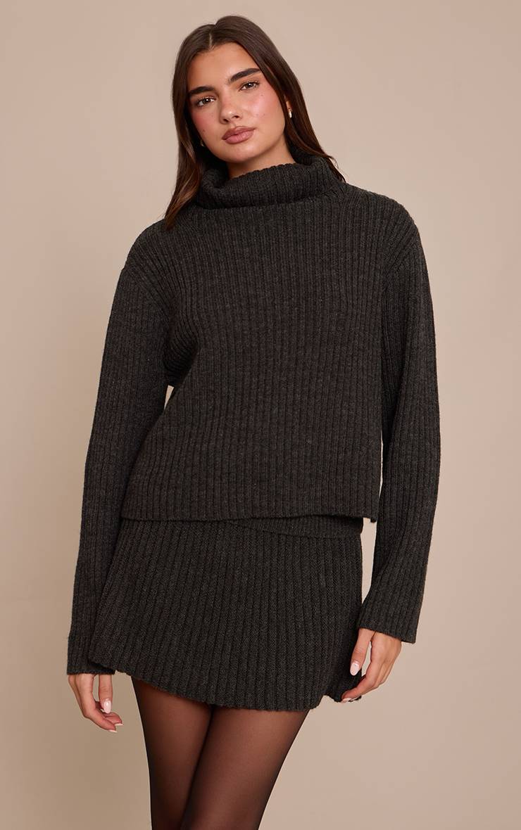 Gris Mini Jupe Plissée En Maille
