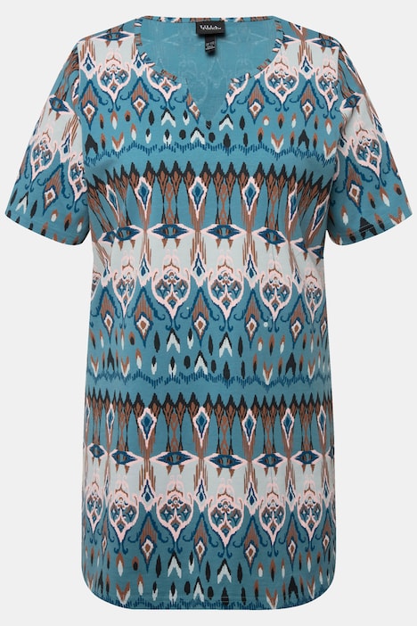 Longshirt, Classic, Tunika-Ausschnitt, Halbarm